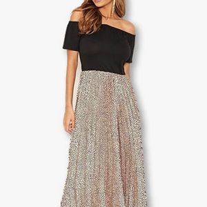 AX Paris Women's 2 in 1 Polka Dot Pleated Midi Dress